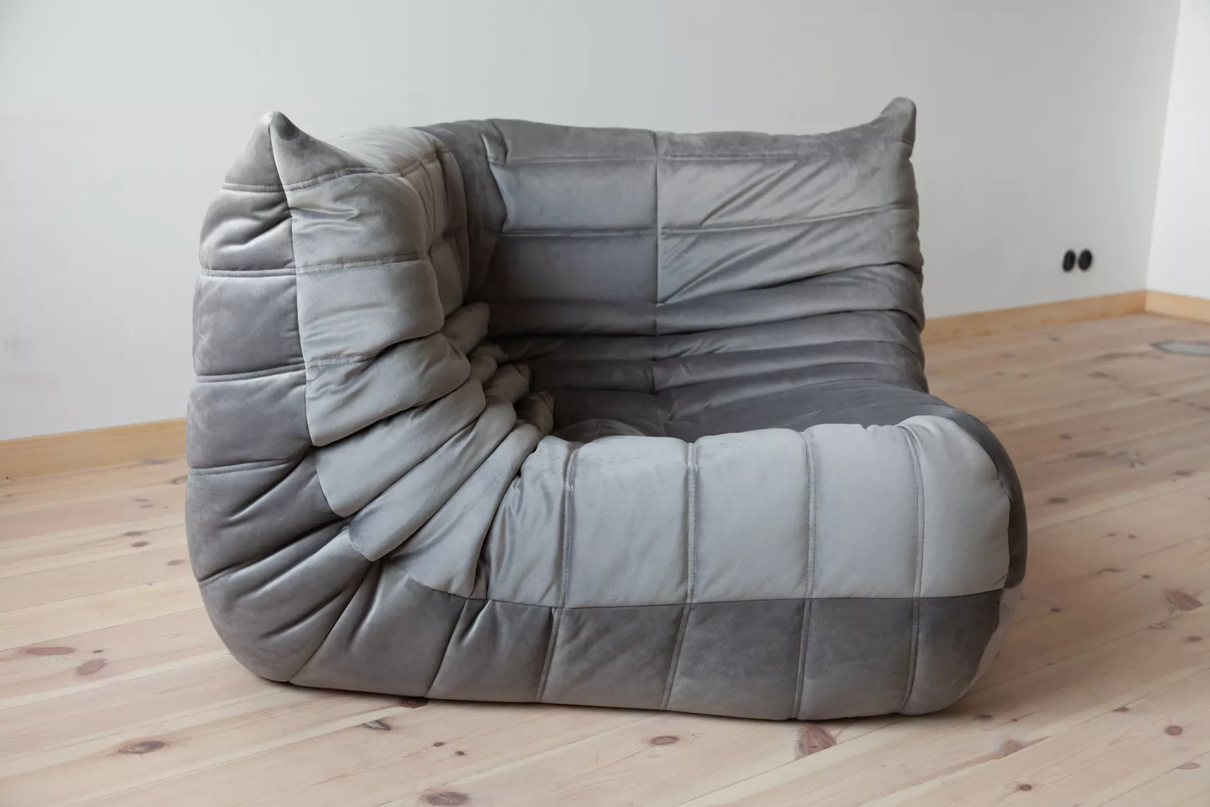 Togo corner sofa velvet silver-grey