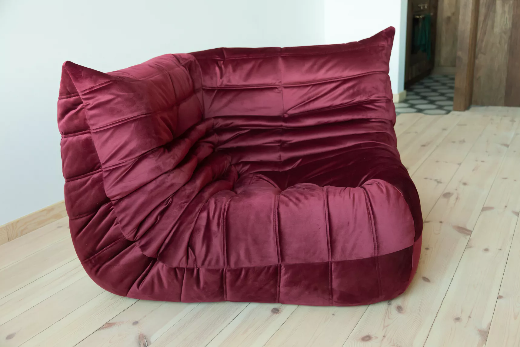 Togo Corner Sofa Velvet Burgundy