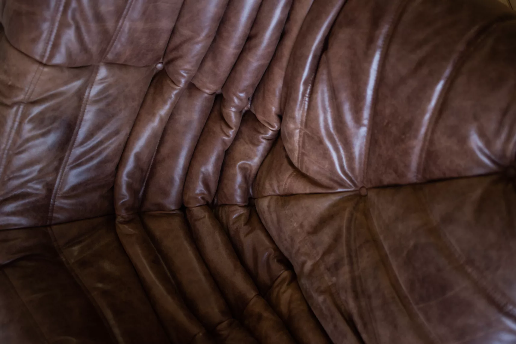 Togo Corner Sofa Pull-Up Leather Walnut Brown