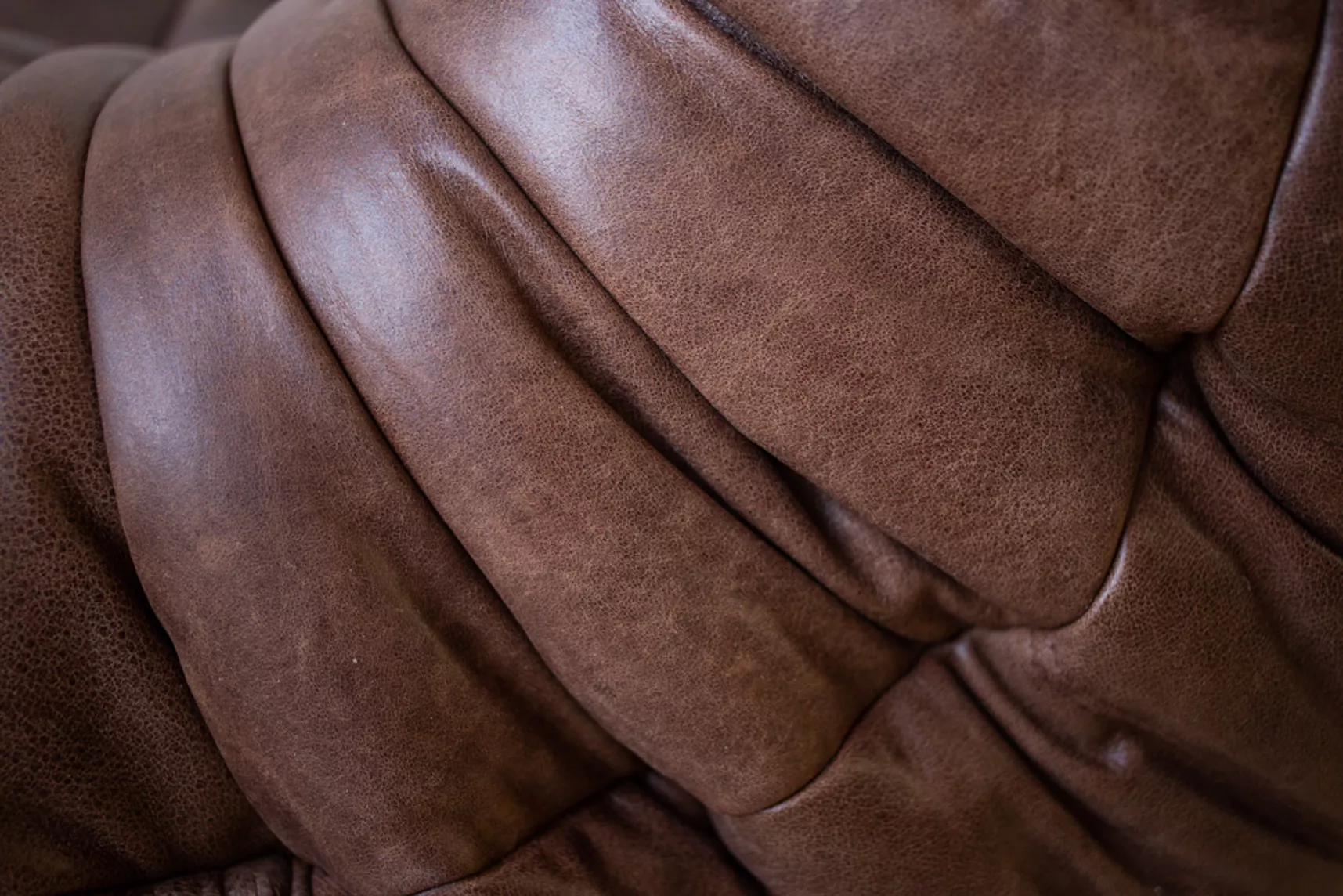 Togo Corner Sofa Pull-Up Leather Walnut Brown