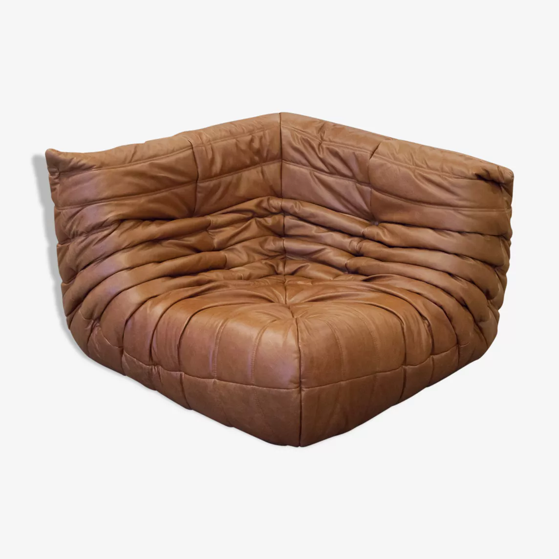 Togo Corner Sofa Pull-Up Leather Tobacco Brown