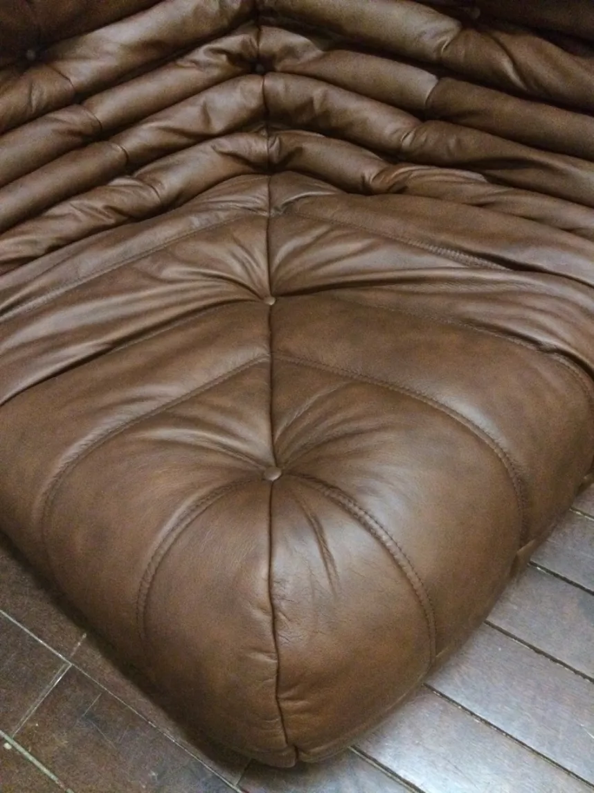 Togo Ecksofa Leder Braun