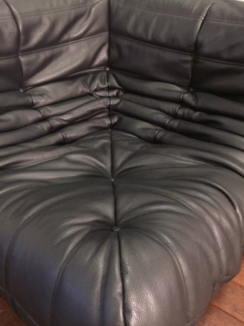 Togo Ecksofa Leder Schwarz