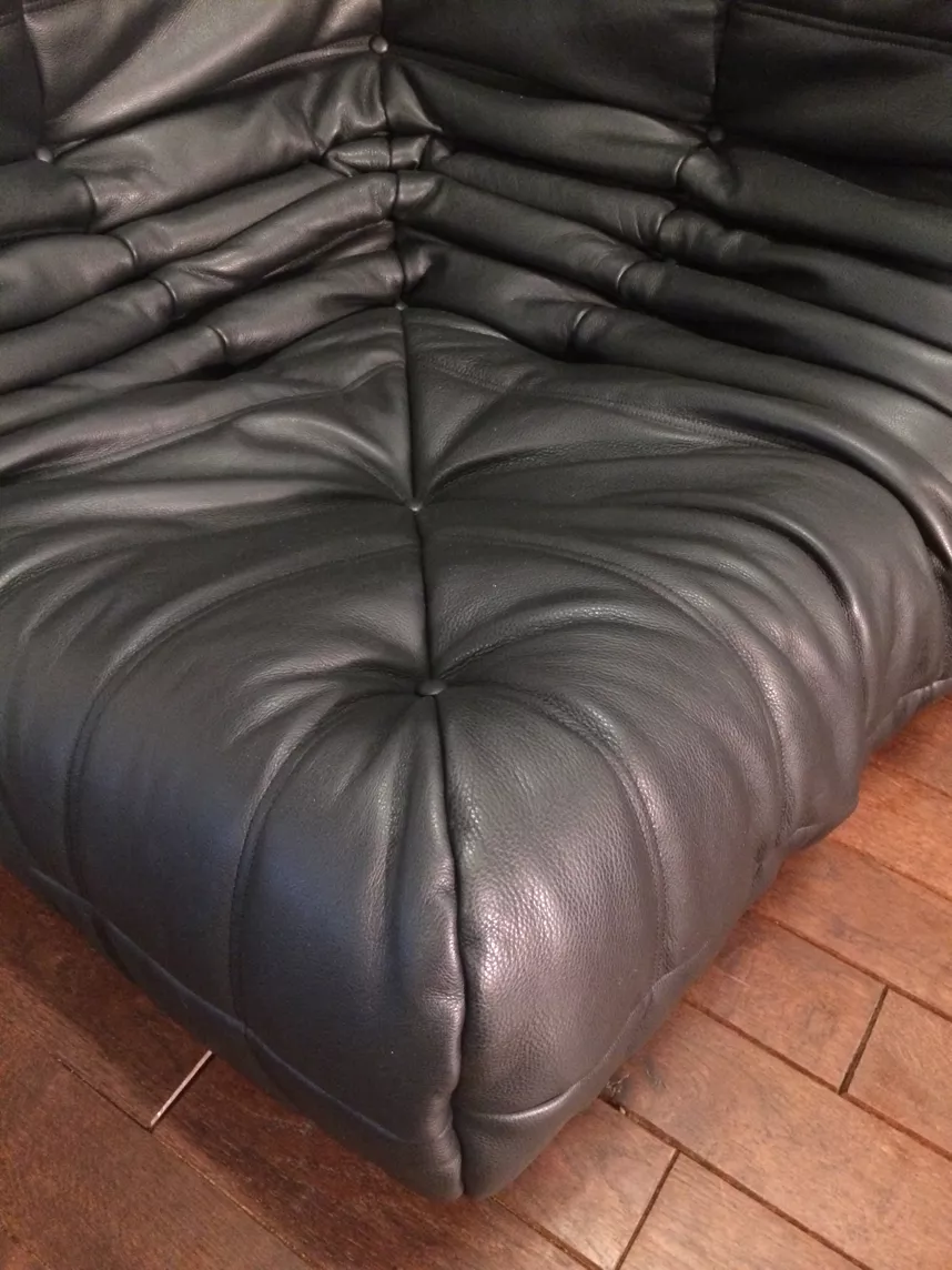 Togo Ecksofa Leder Schwarz