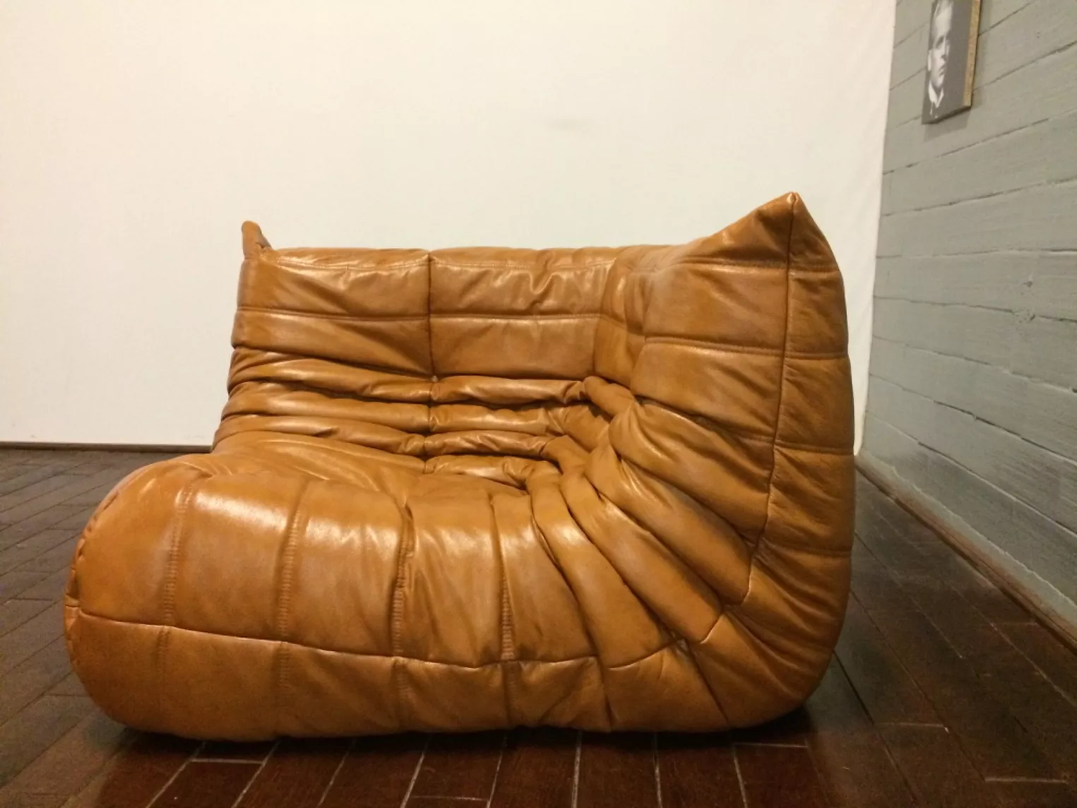 Togo Ecksofa Glattleder Cognac Braun
