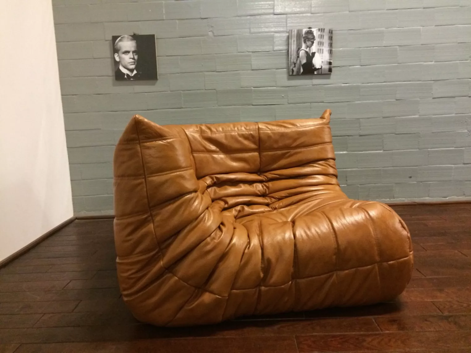 Togo Ecksofa Glattleder Cognac Braun