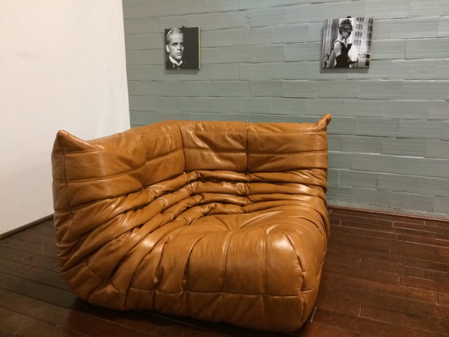 Togo Ecksofa Glattleder Cognac Braun