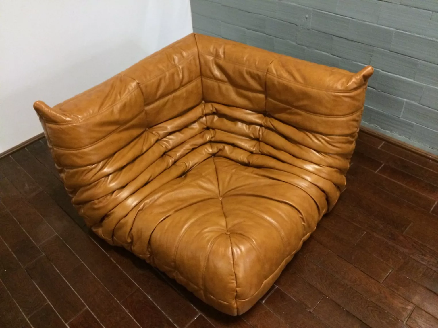 Togo Ecksofa Glattleder Cognac Braun