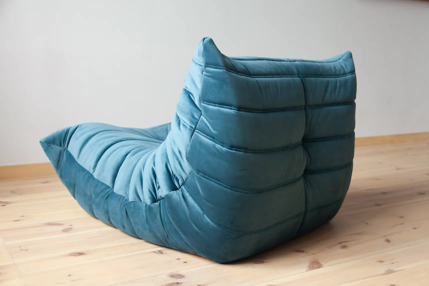 Togo armchair and ottoman set velvet sea blue