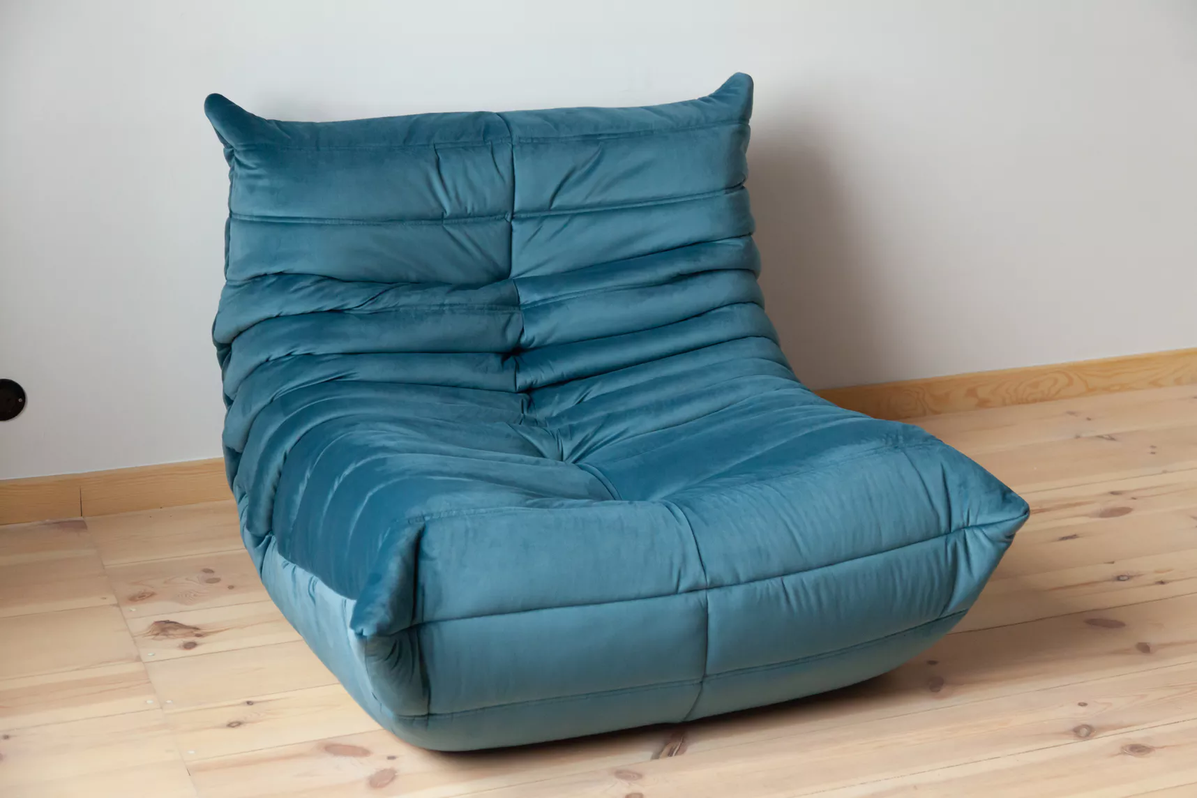 Togo armchair and ottoman set velvet sea blue