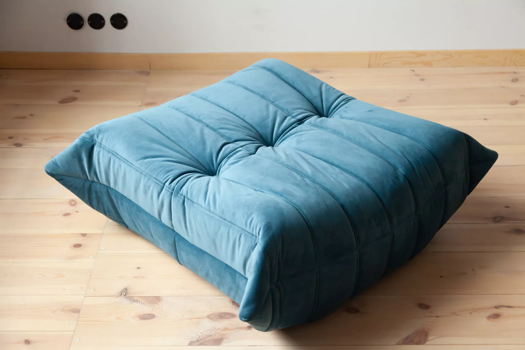 Togo armchair and ottoman set velvet sea blue
