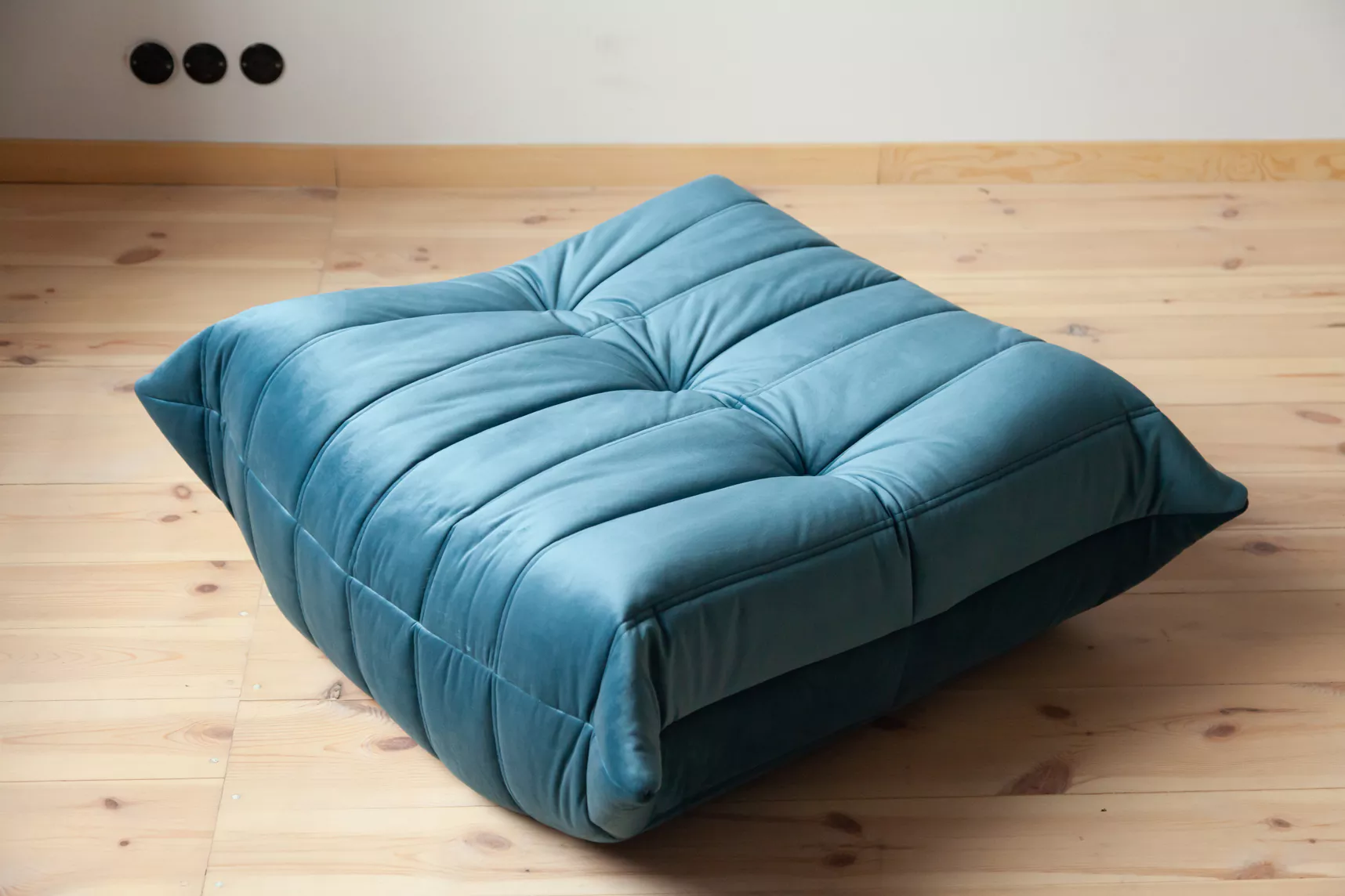 Togo armchair and ottoman set velvet sea blue