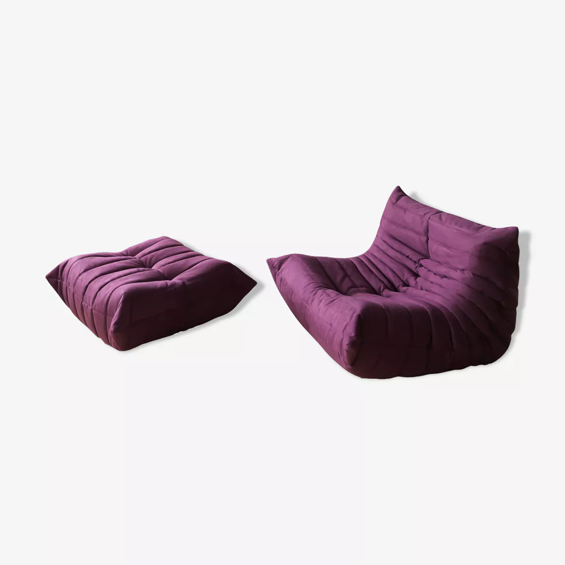 Togo Armchair and Ottoman Set Textile Aubergine