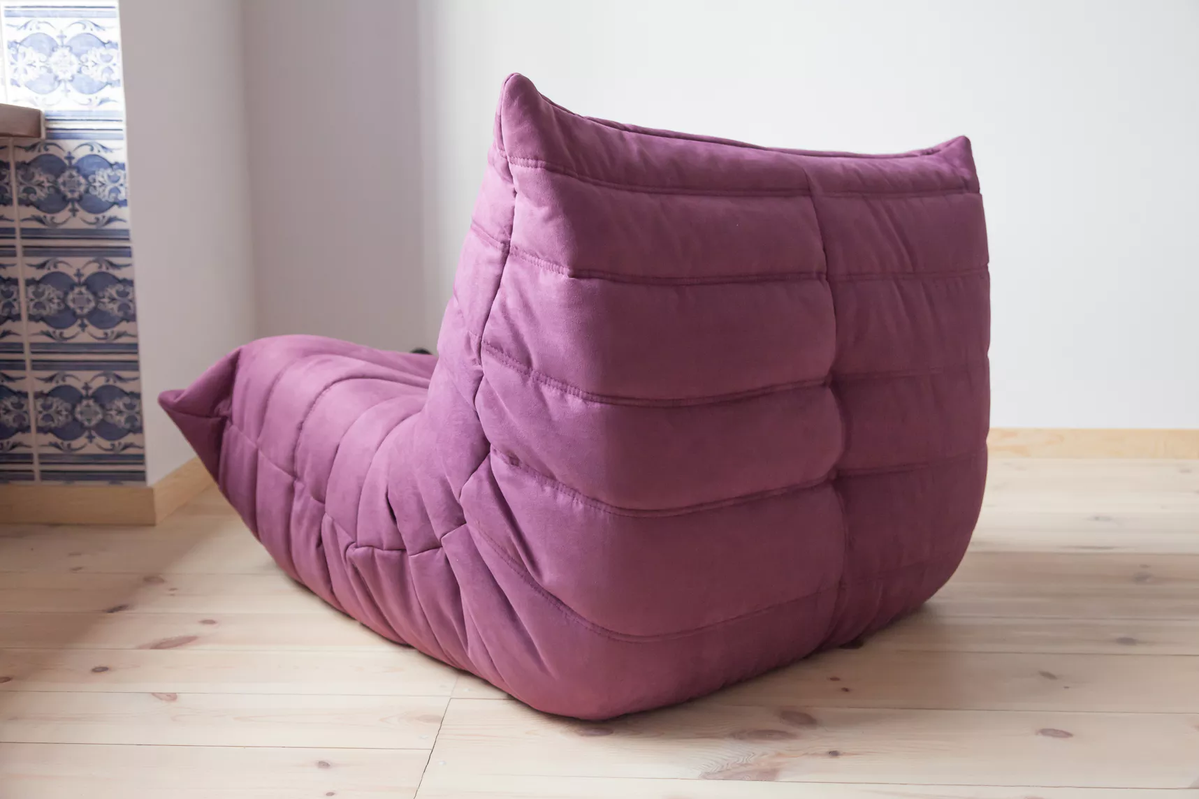 Togo Poltrona e Pouf Set Tessuto Melanzana