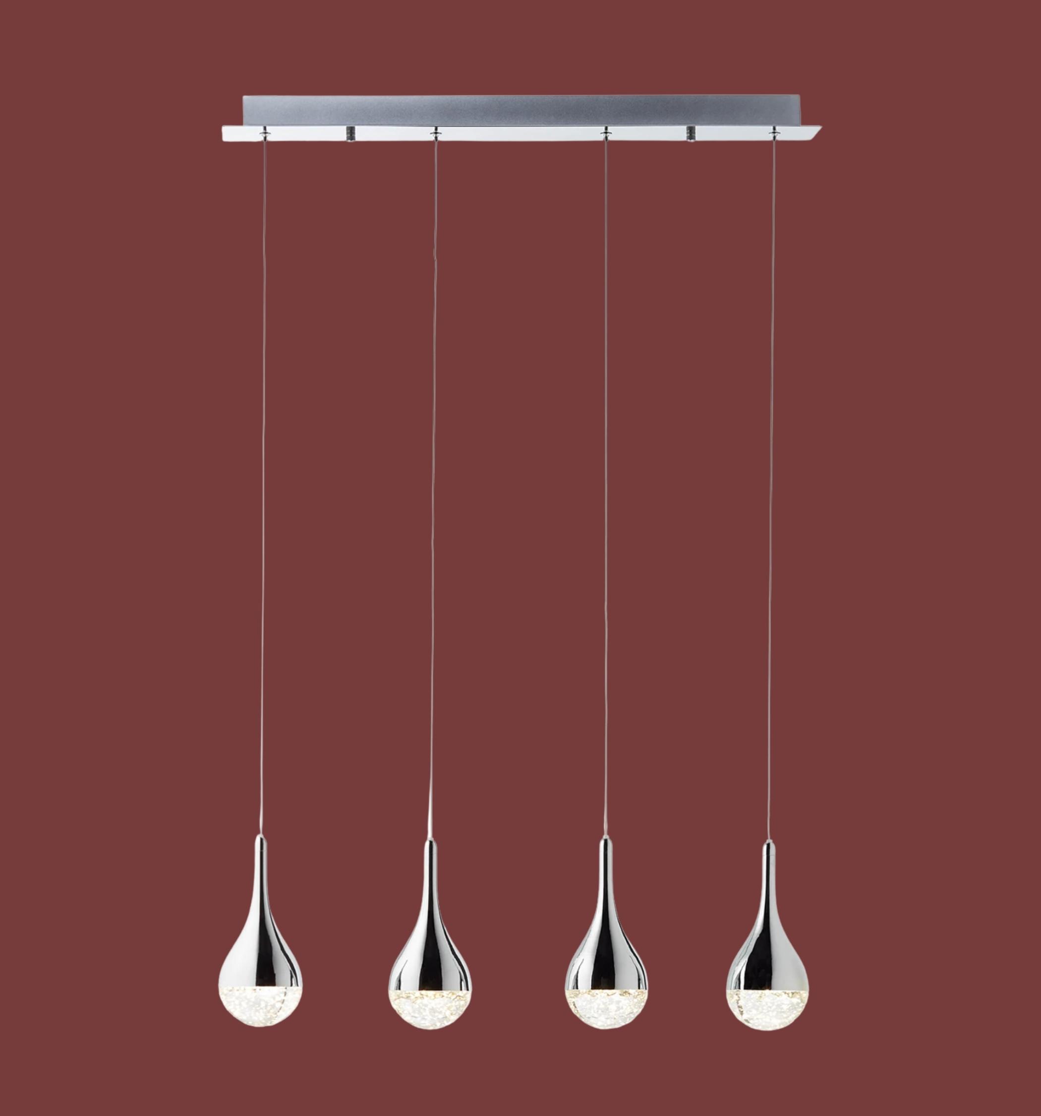 LED-Pendelleuchte Frizzante Glas / Stahl Flammenanzahl: 4