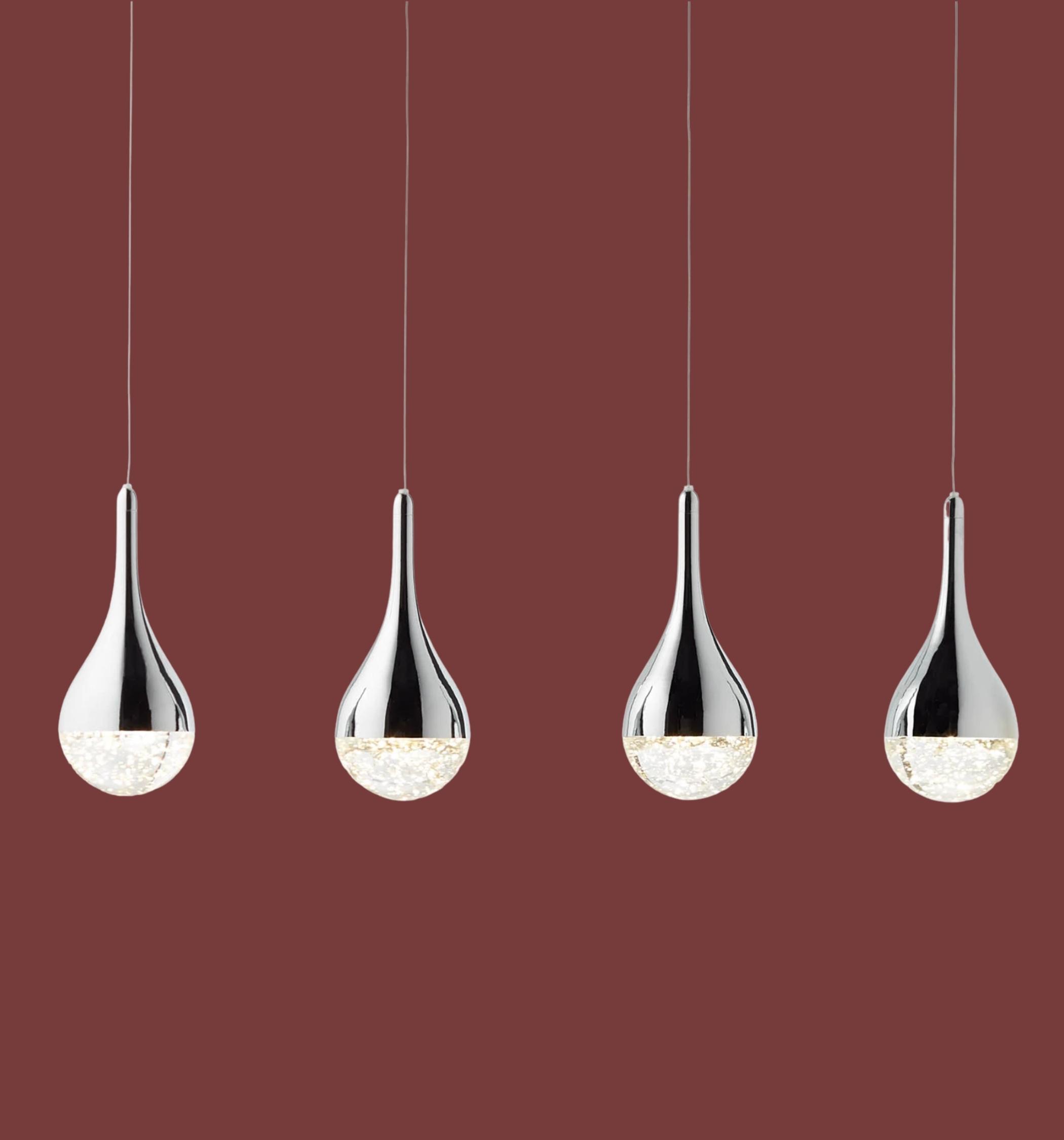 LED-Pendelleuchte Frizzante Glas / Stahl Flammenanzahl: 4