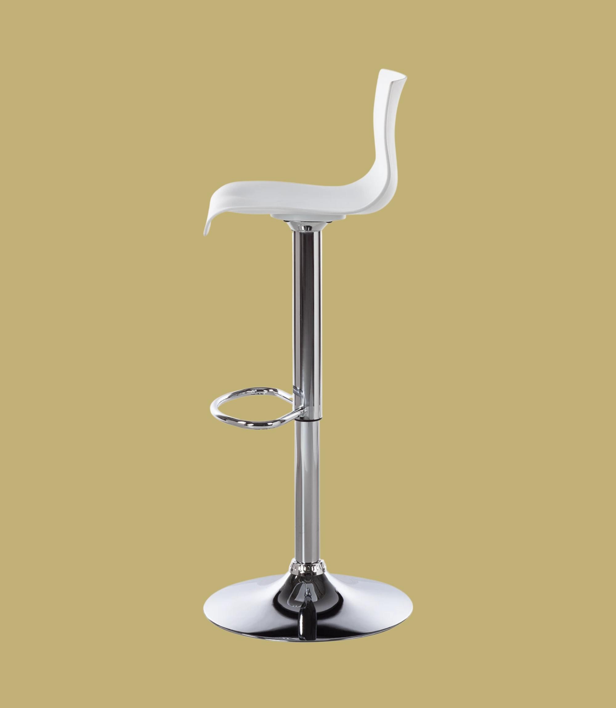 Bar stool Falkland White Chrome shiny single chair