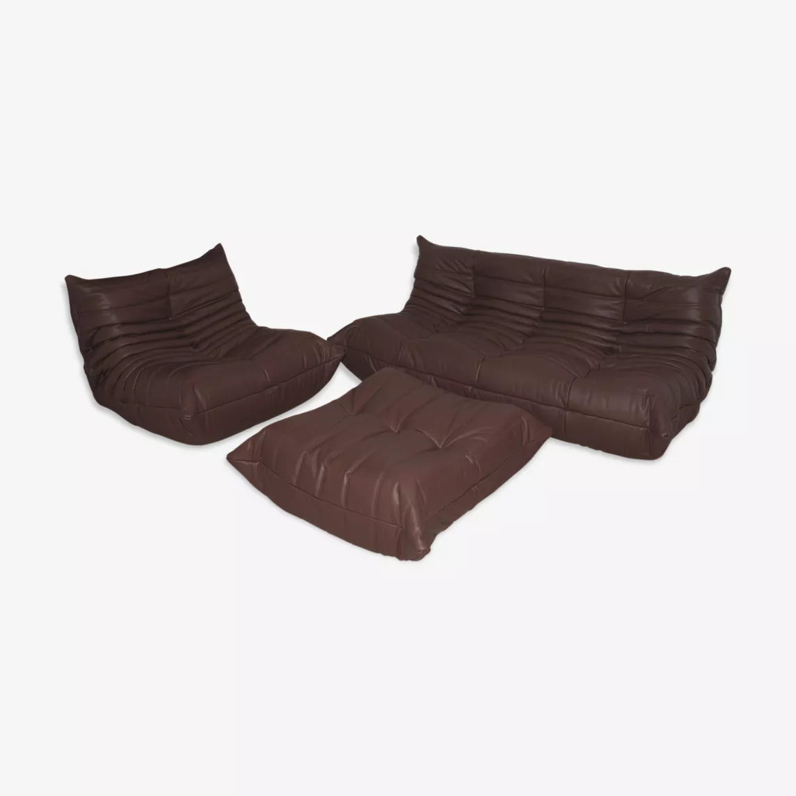Togo Lounge Set 3 pezzi Pelle Madras Marrone