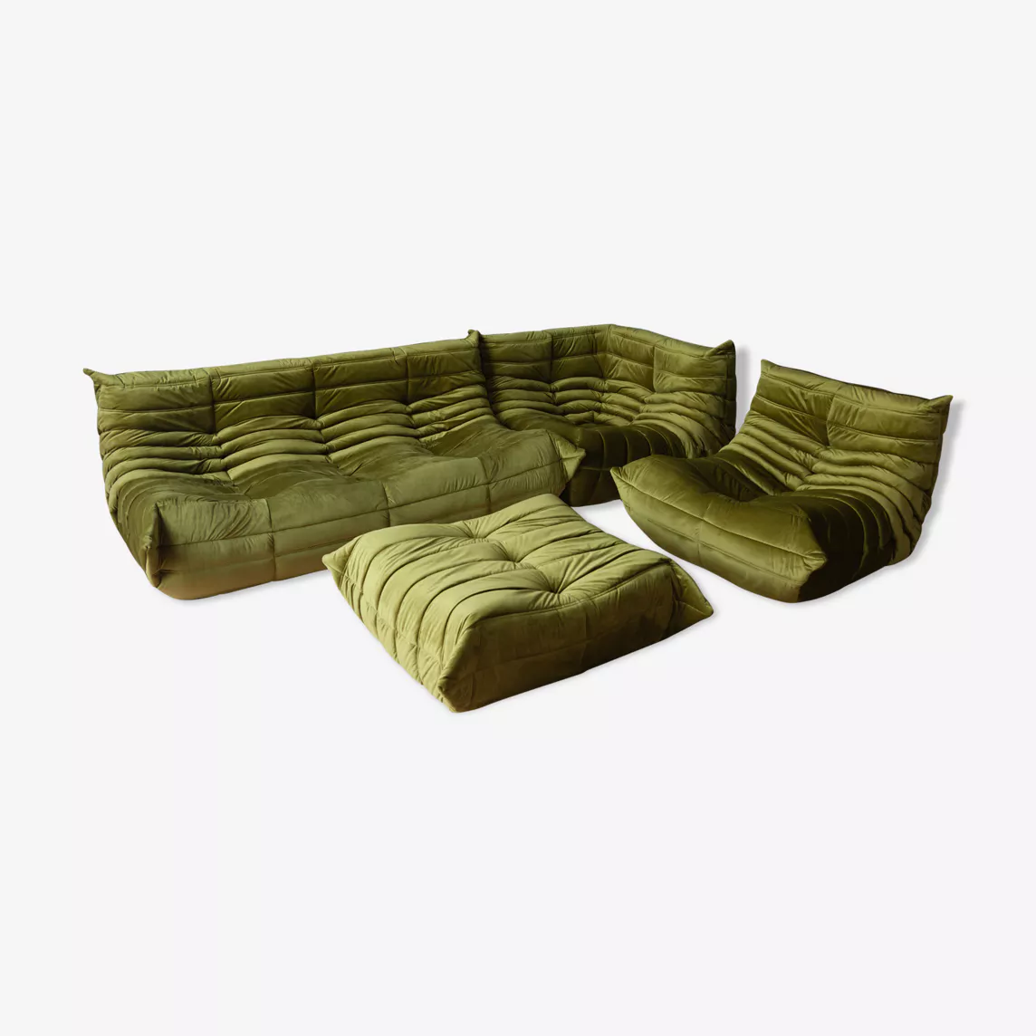 Togo Lounge Set 4-pc. Velvet Olive Green