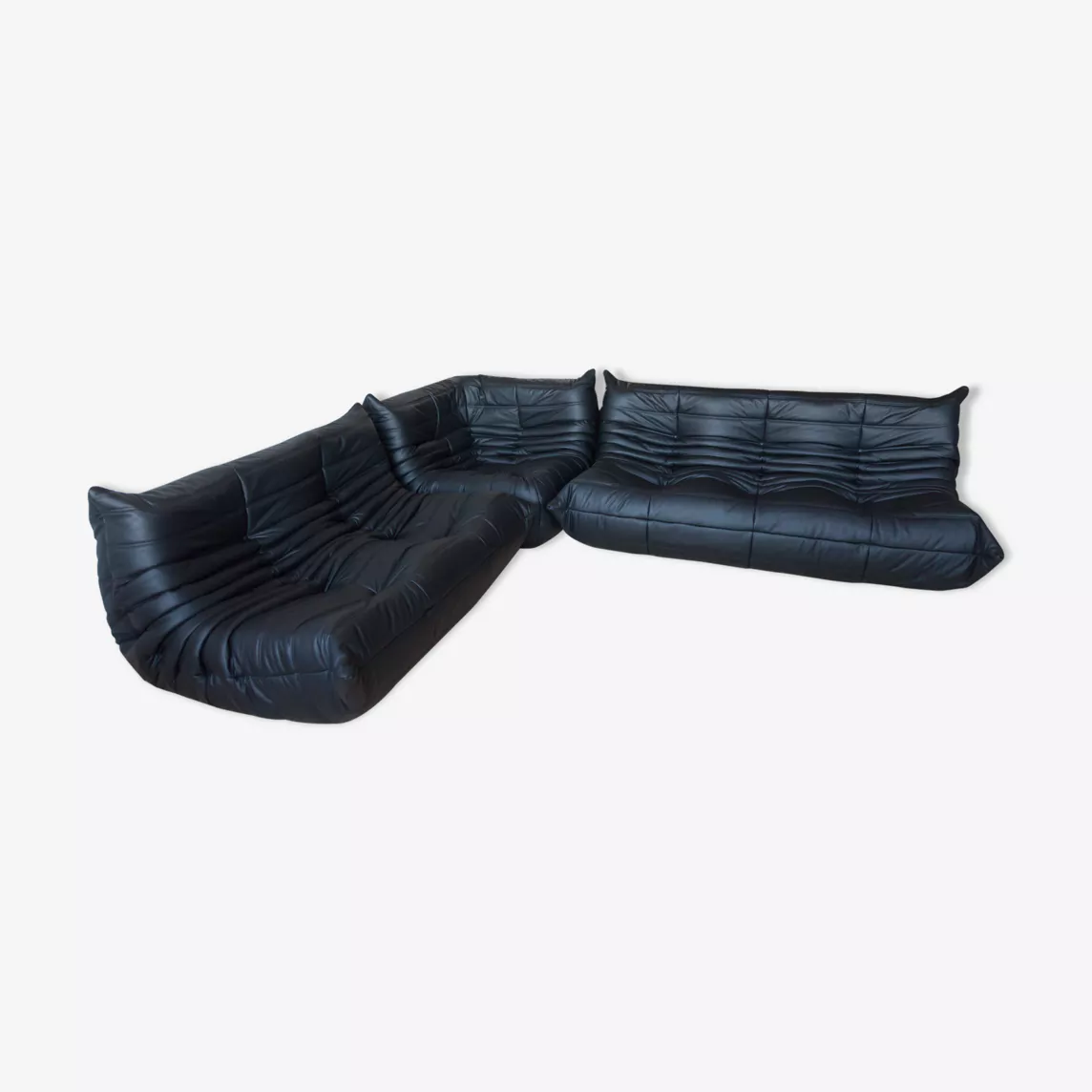 Togo Lounge Set 3-pc. Madras Leather Black