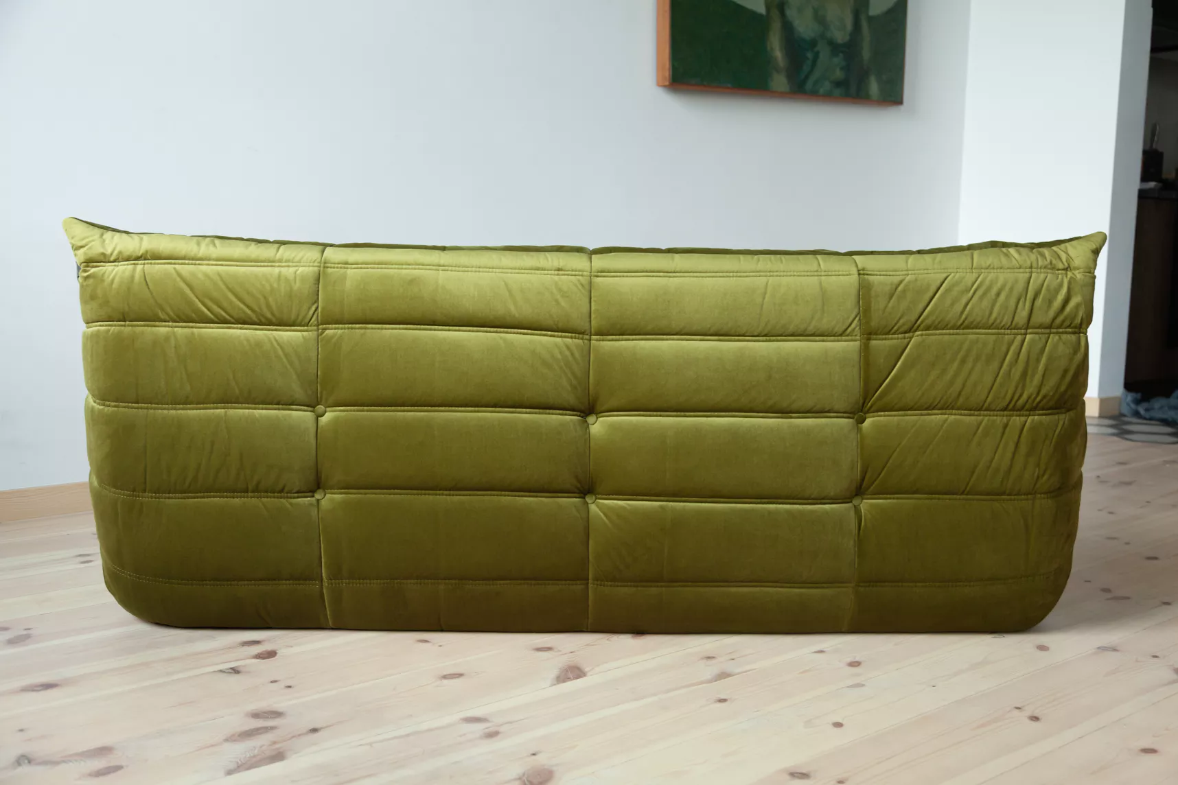 Togo Sofa 3-seater velvet olive green