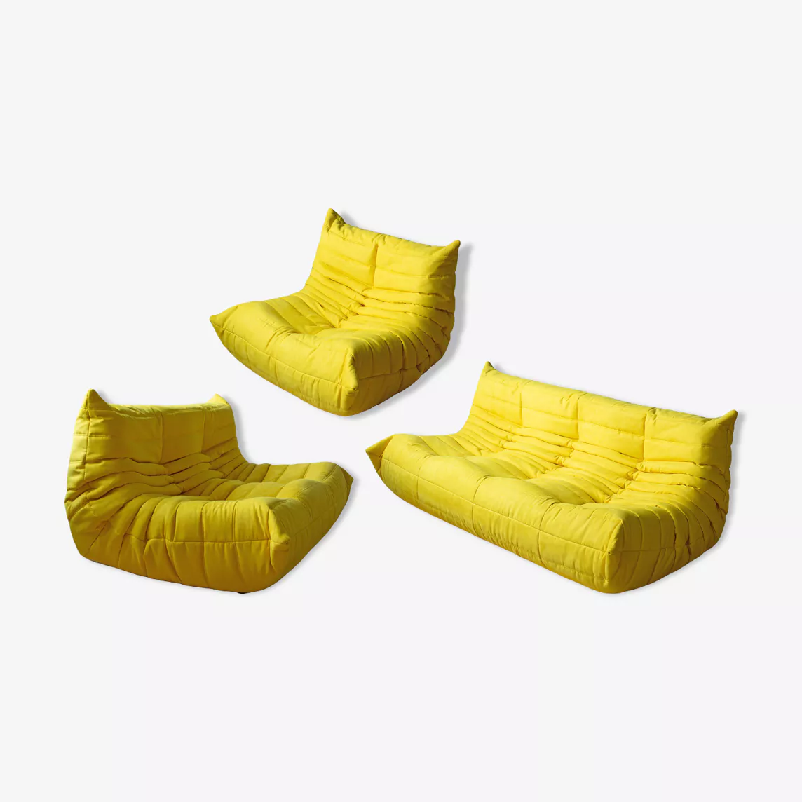 Togo Lounge Set 3 pezzi Tessuto Giallo limone
