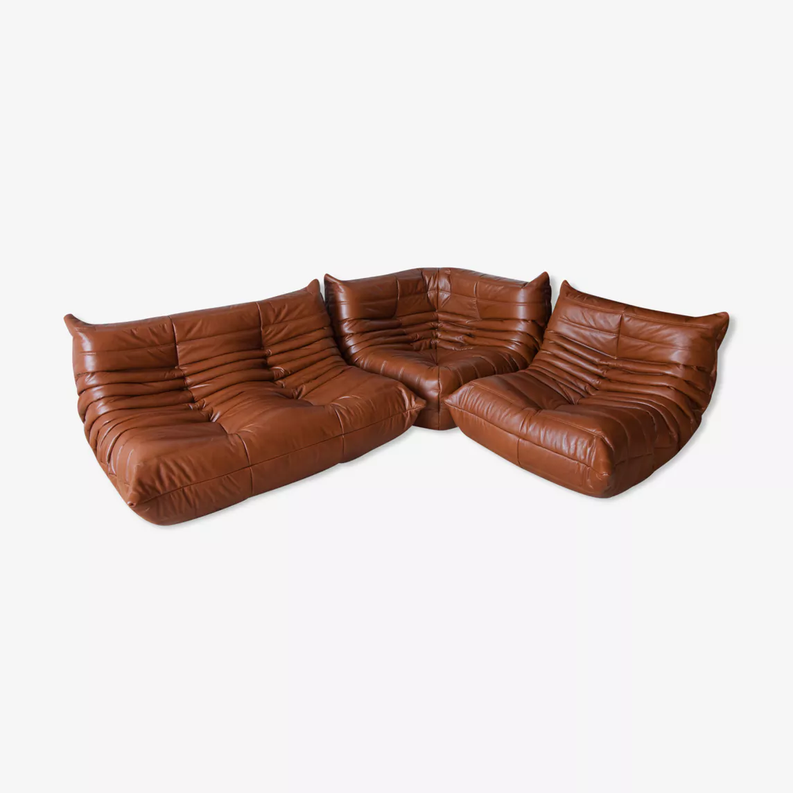 Togo Lounge Set 3-pc. High-gloss leather whisky brown