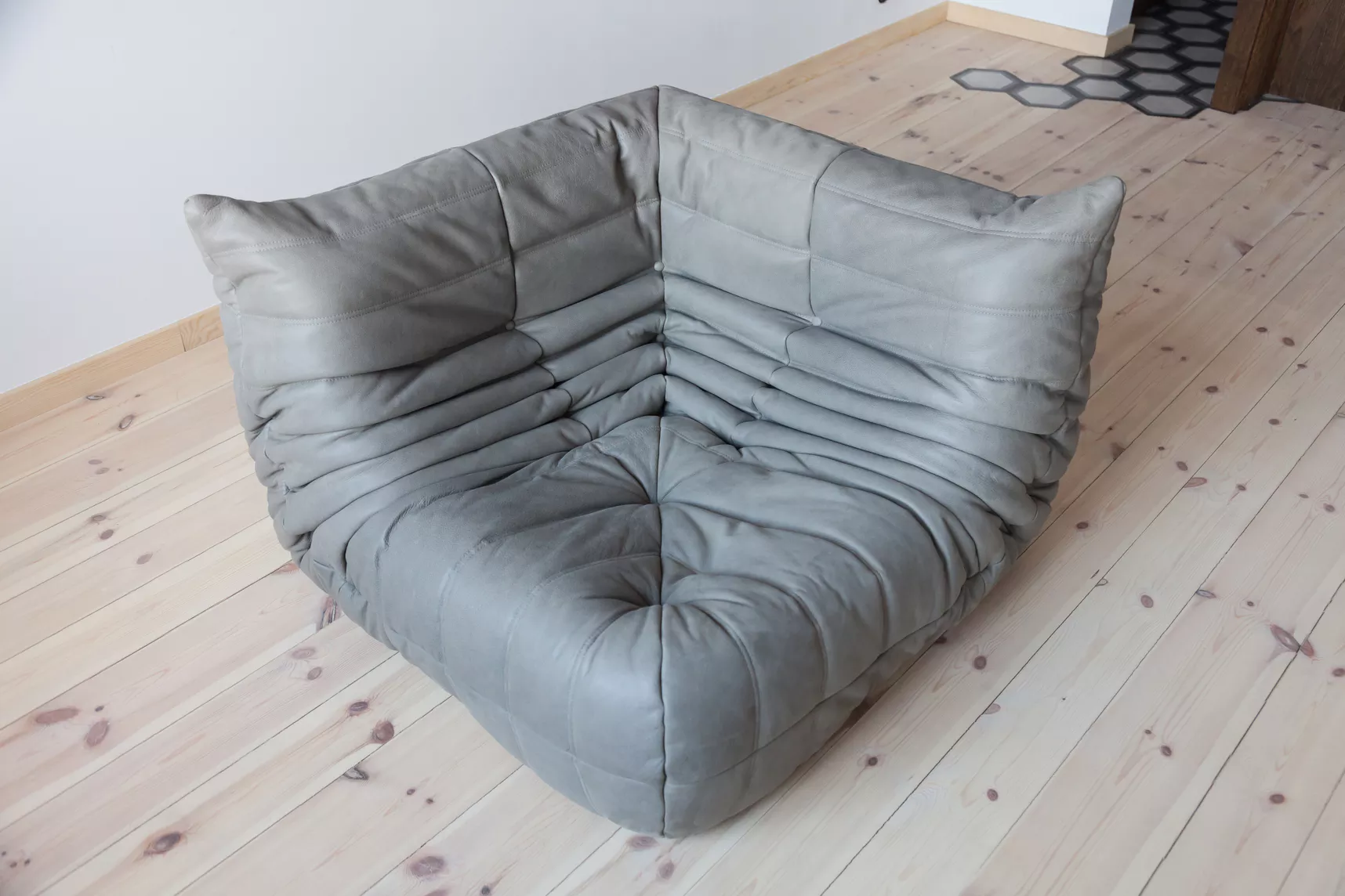 Togo Lounge Set 3-pc. Madras Leather Ash Grey