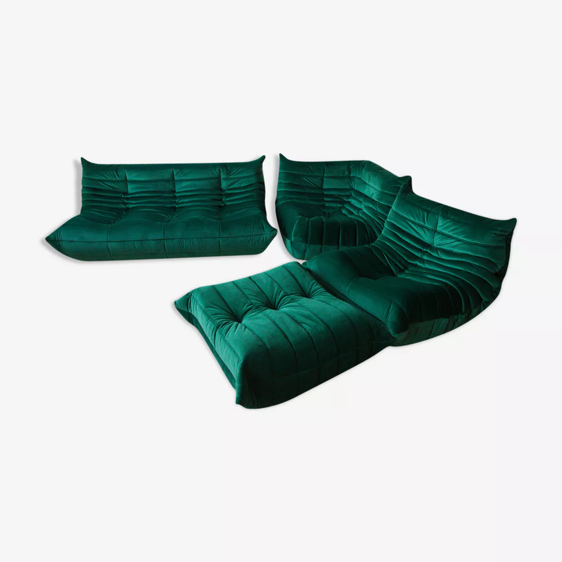 Togo Lounge Set 4-pc. Velvet Emerald Green