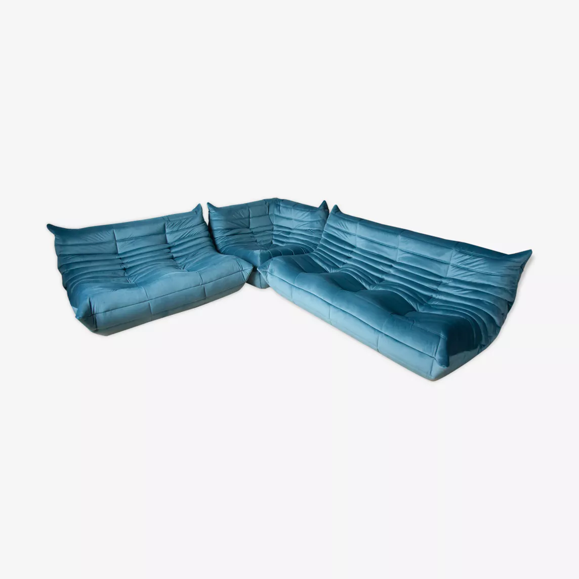 Set Lounge Togo 3 pezzi velluto blu mare