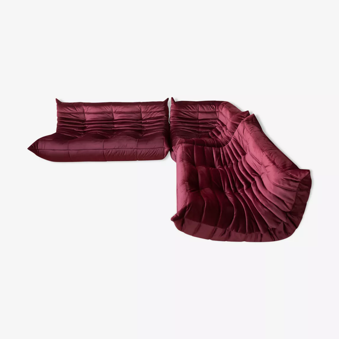 Togo Lounge Set 3 pz. velluto rosso Borgogna