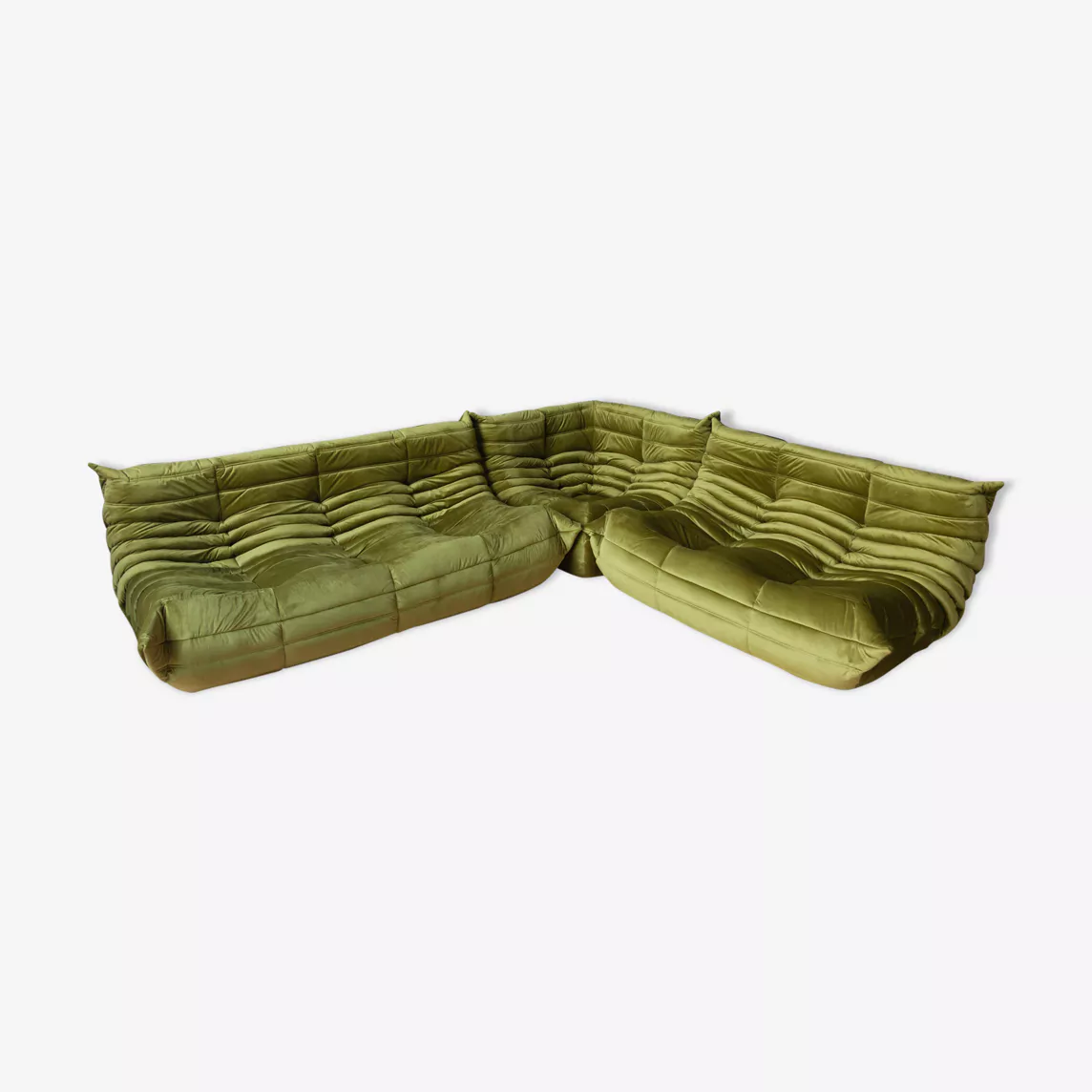 Togo Lounge Set 3 pezzi Velluto Verde Oliva