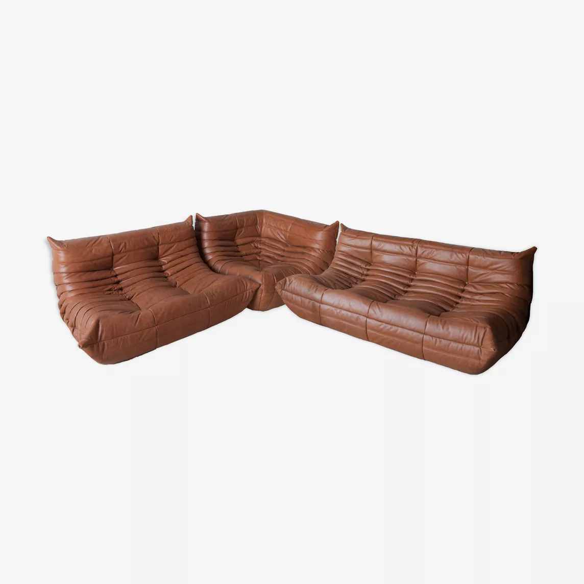 Togo Lounge Set 3-piece Pull-Up Leather Kentucky Brown