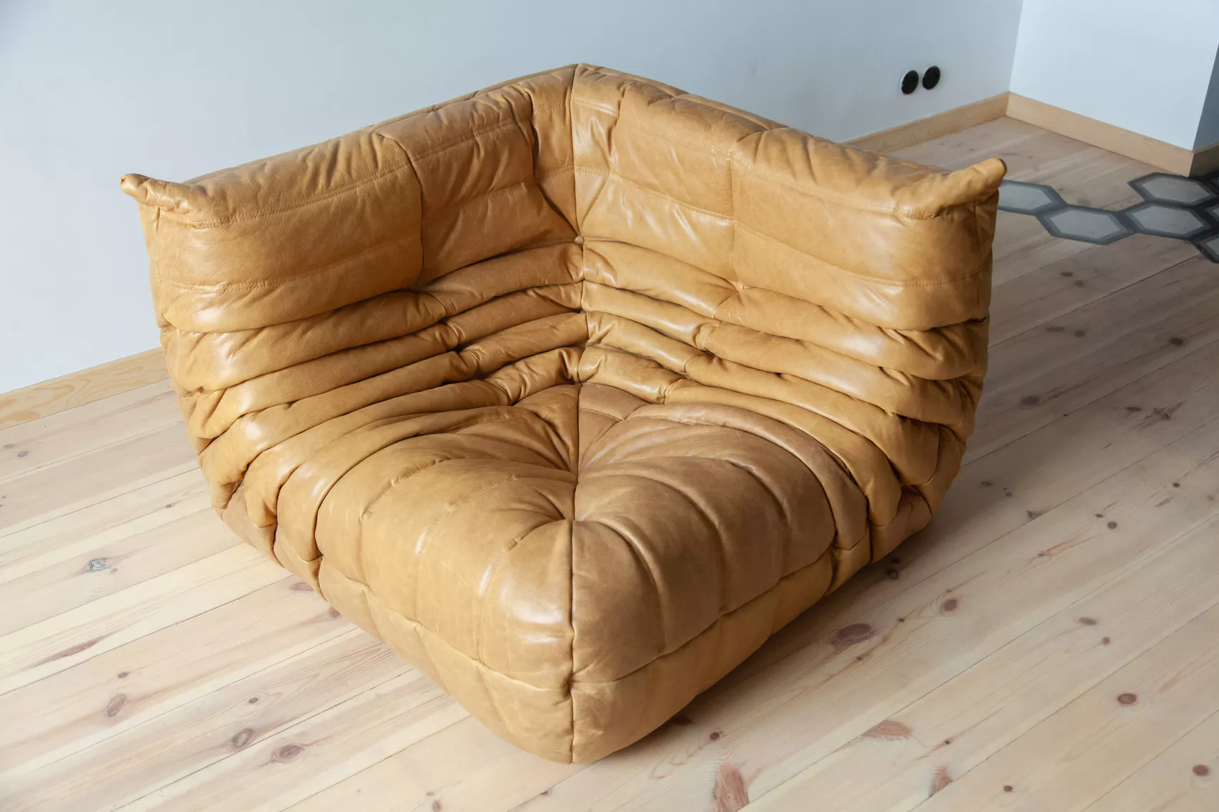 Togo Lounge Set 3-pc. Pull-Up Leather Camel Brown