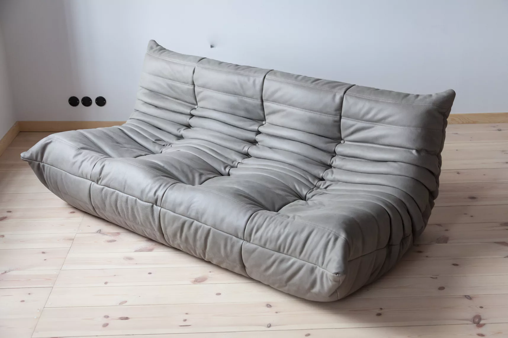 Togo Lounge Set 3-pc. Madras Leather Ash Grey