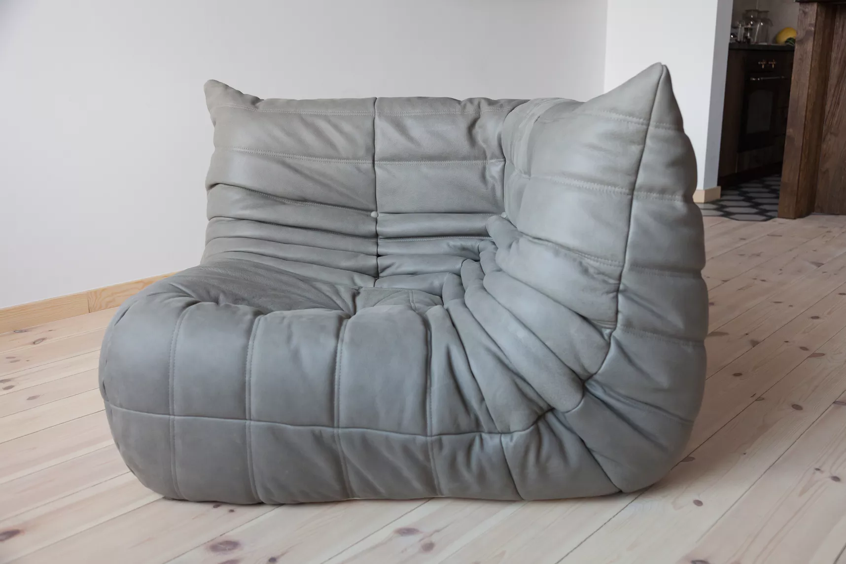 Togo Lounge Set 3-pc. Madras Leather Ash Grey