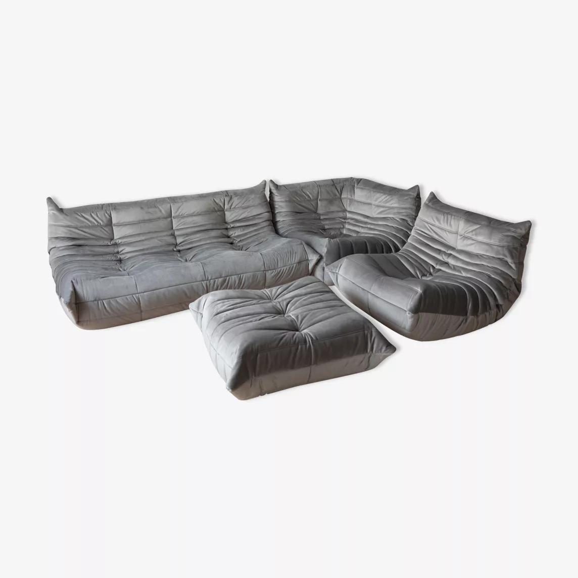 Togo Lounge Set 4-piece Velvet Silver-Grey
