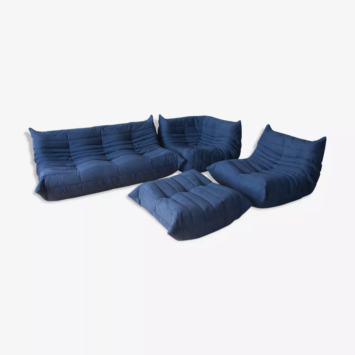 Togo Lounge Set 4 pezzi Tessuto Blu marino