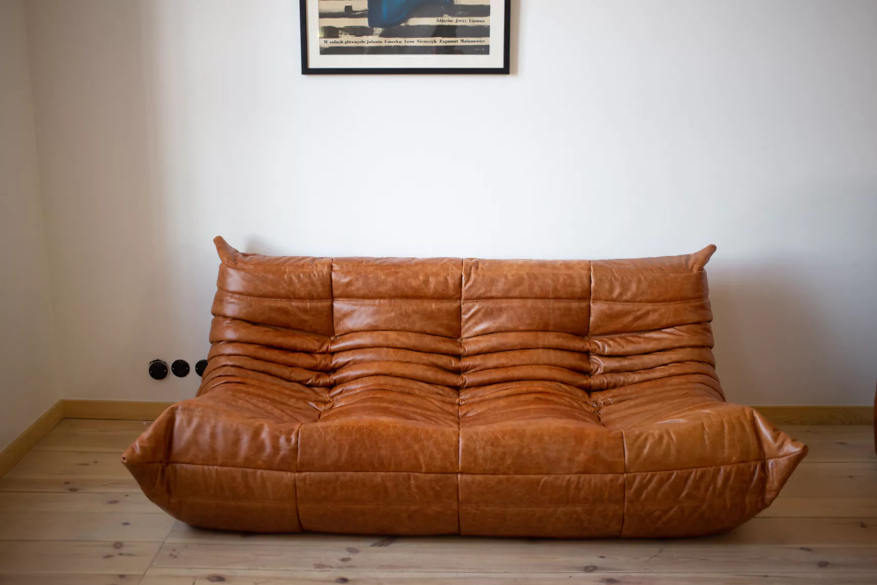 Togo Lounge Set 4-piece Pull-Up Leather Pine Brown
