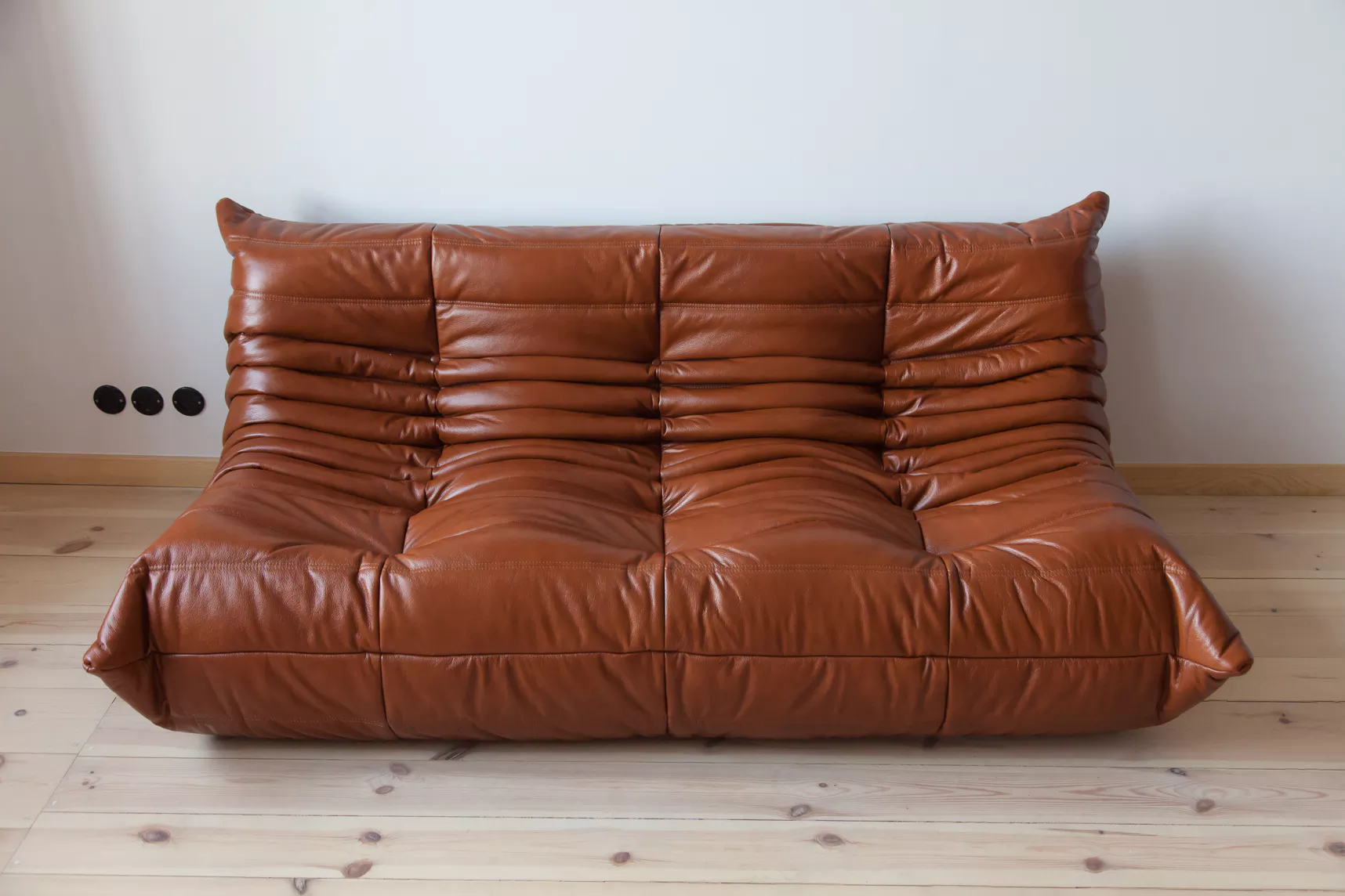 Togo Lounge Set 4-piece. High-gloss leather whisky brown