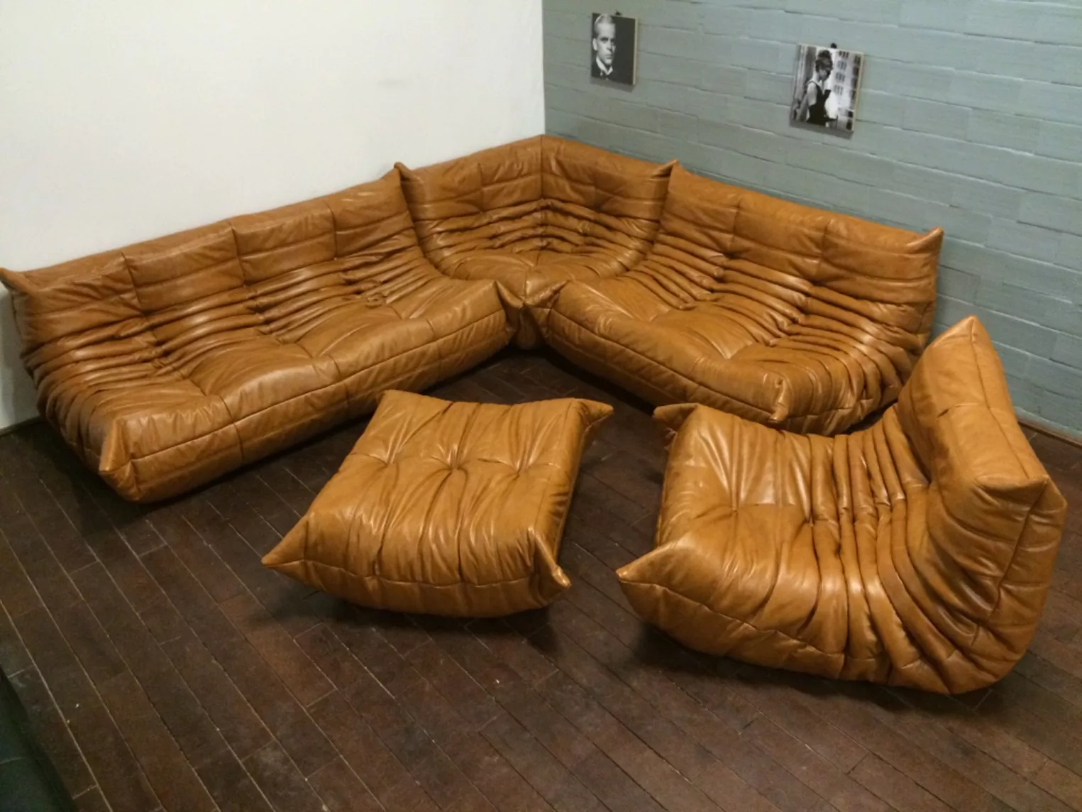 Togo Lounge Set 5-tlg. Glattleder Beige