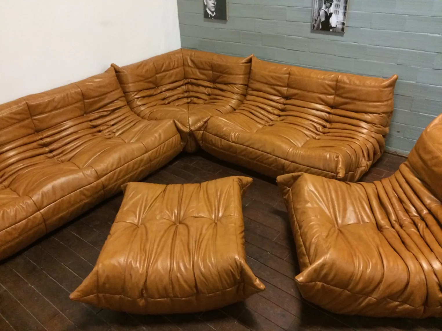 Togo Lounge Set 5-tlg. Glattleder Beige
