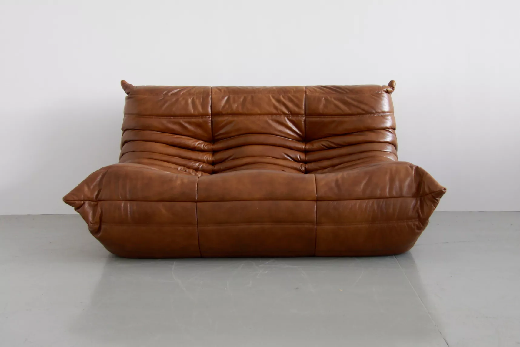 Set Lounge Togo 5 pezzi Pelle lucida Marrone antico
