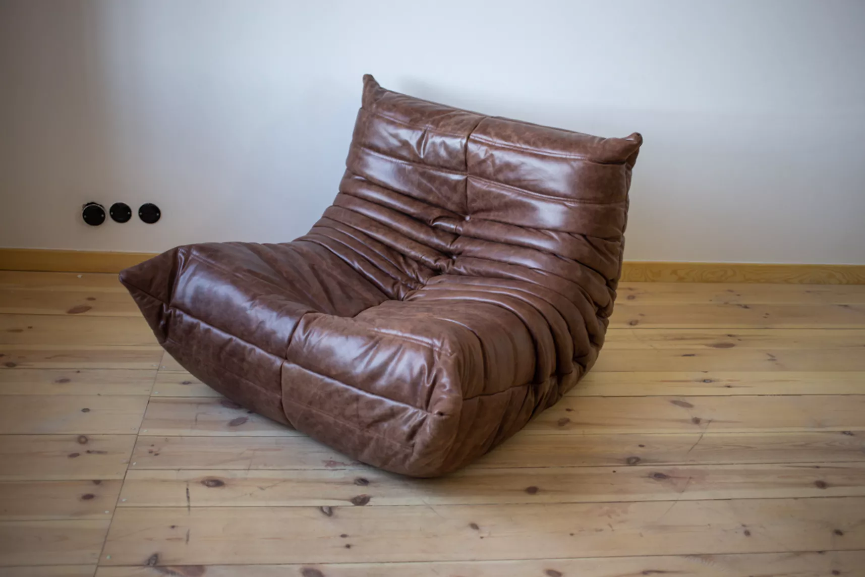 Togo Lounge Set 5-piece Pull-Up Leather Walnut Brown