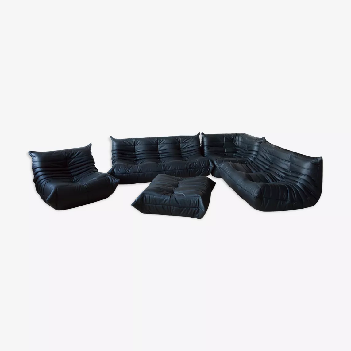 Togo Lounge Set 5-pc. Madras Leather Black