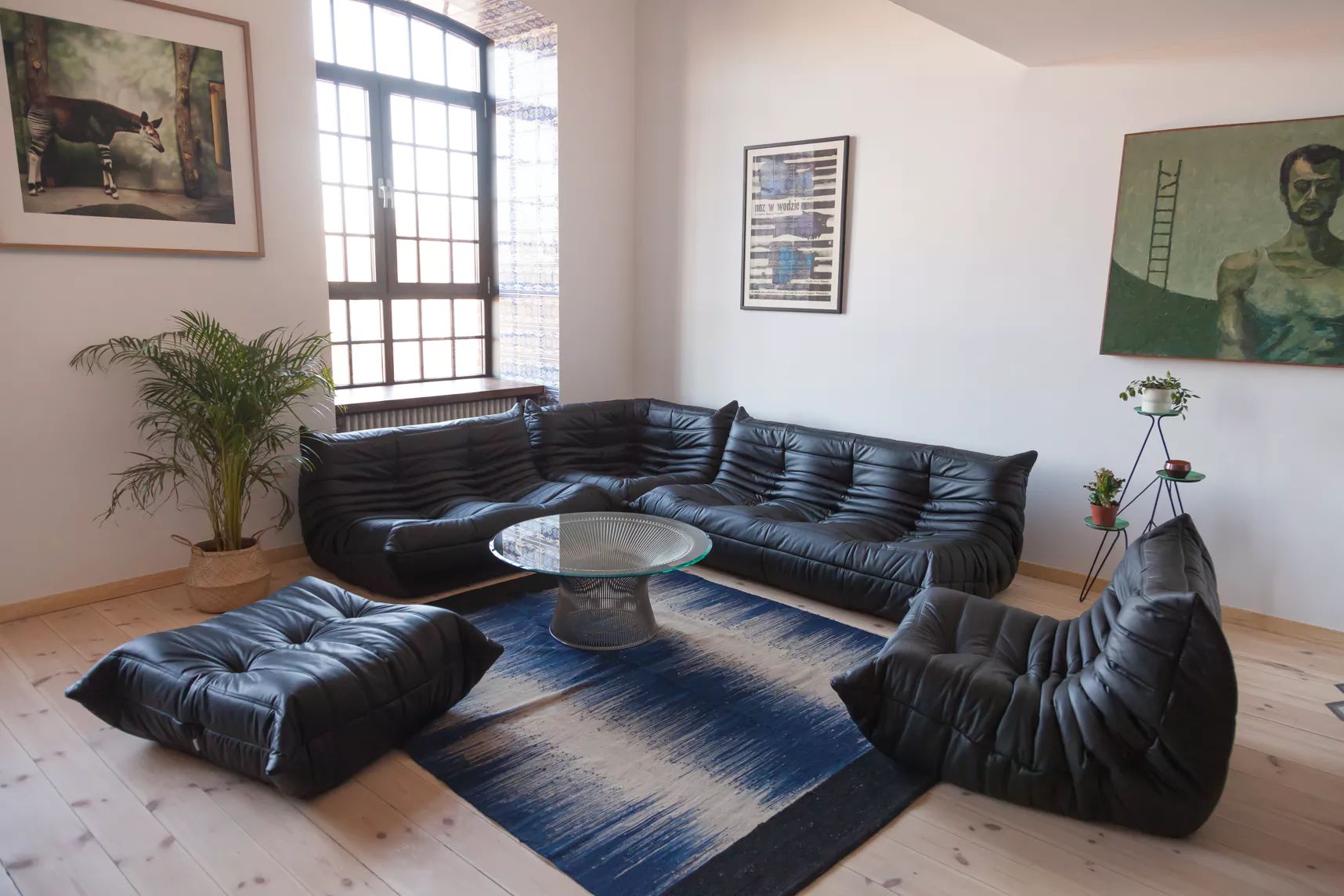 Togo Lounge Set 5-pc. Madras Leather Black