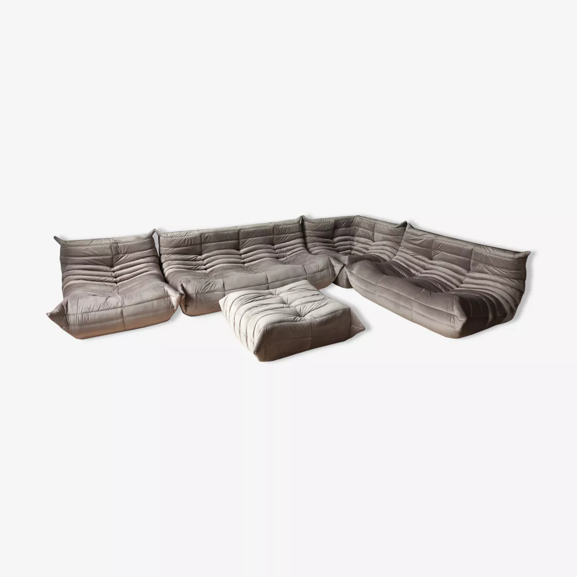 Togo Set Lounge 5 pezzi Velluto Grigio caldo