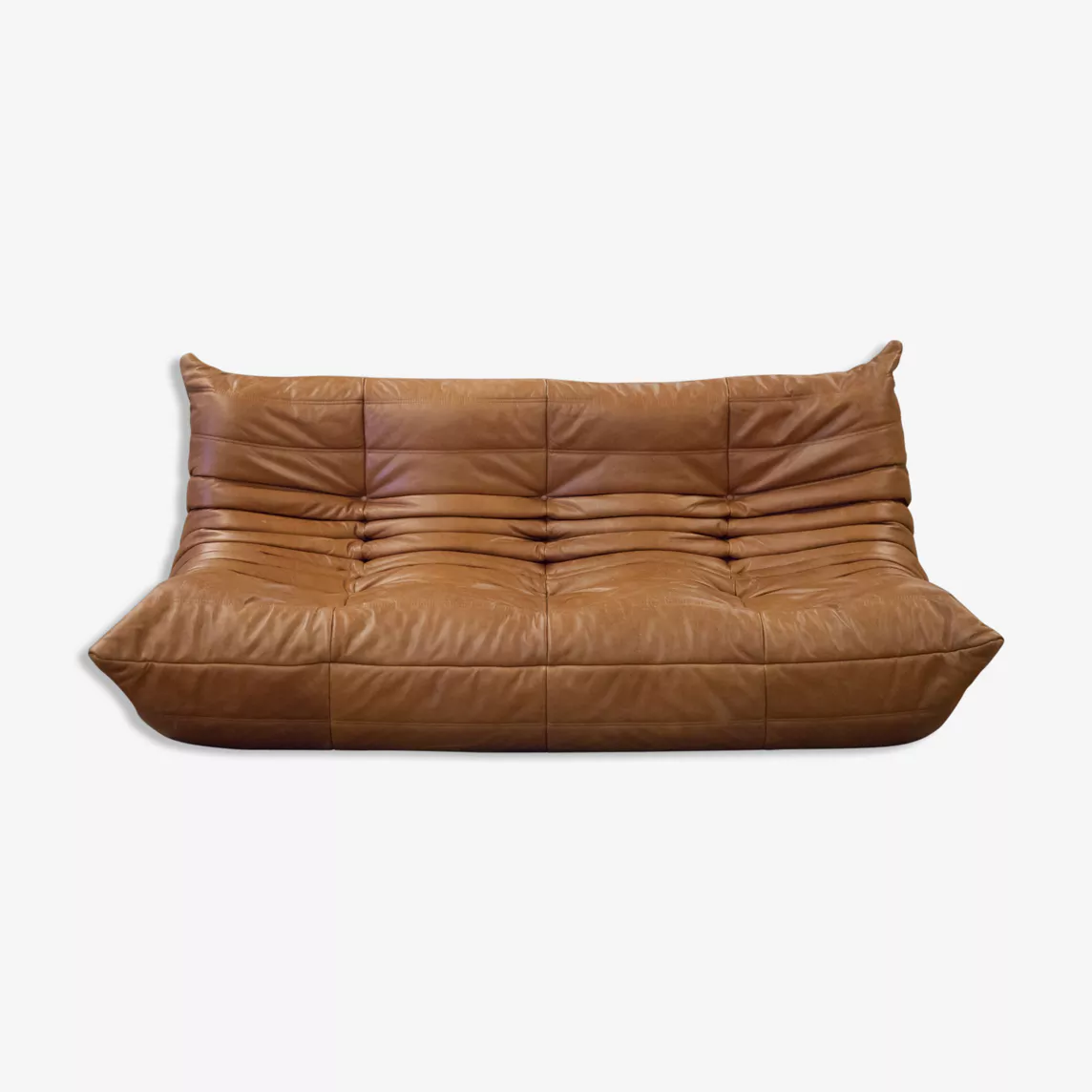 Togo Sofa 3-seater pull-up leather tobacco brown