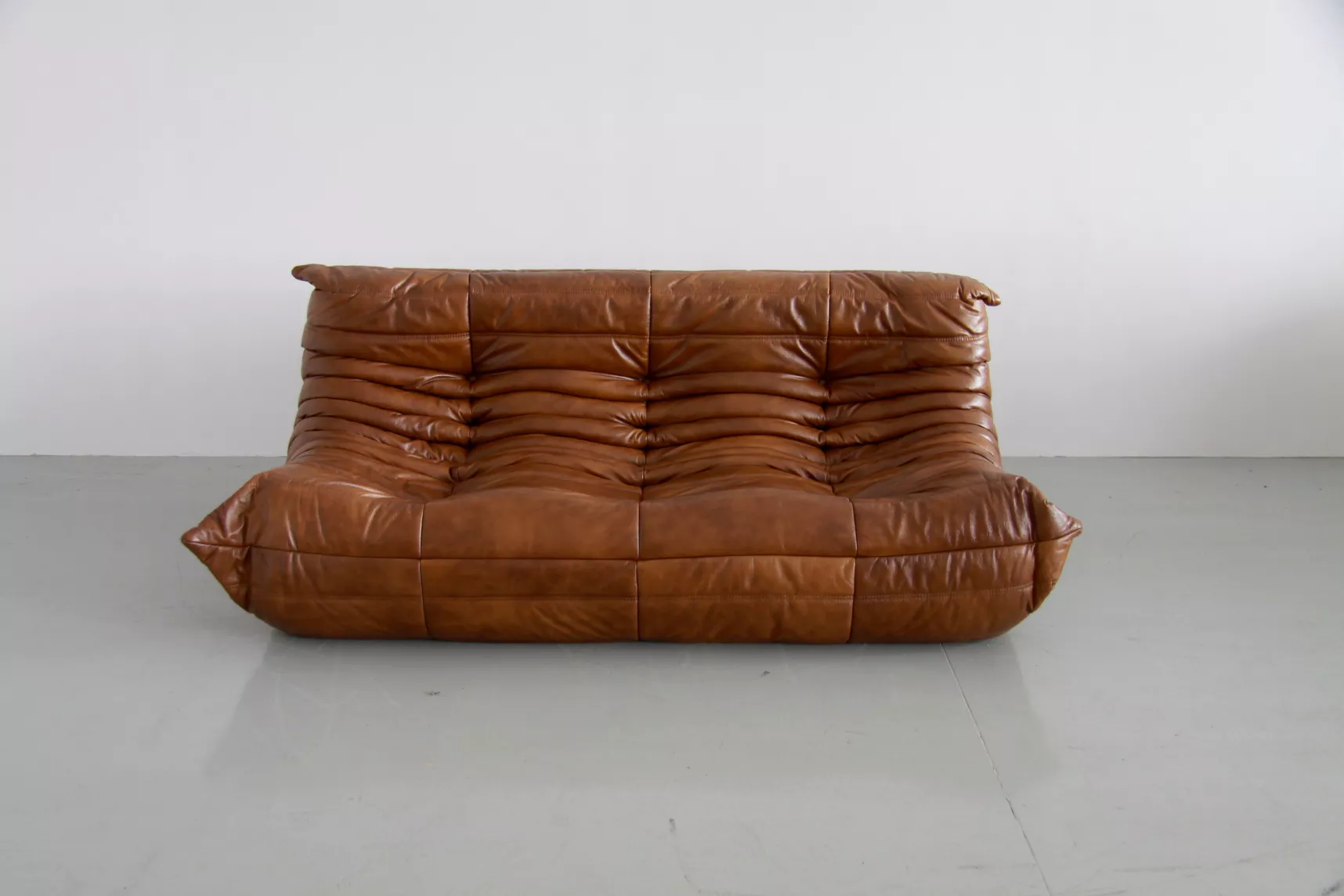 Togo Sofa 3-Sitzer Glattleder Cognac Braun