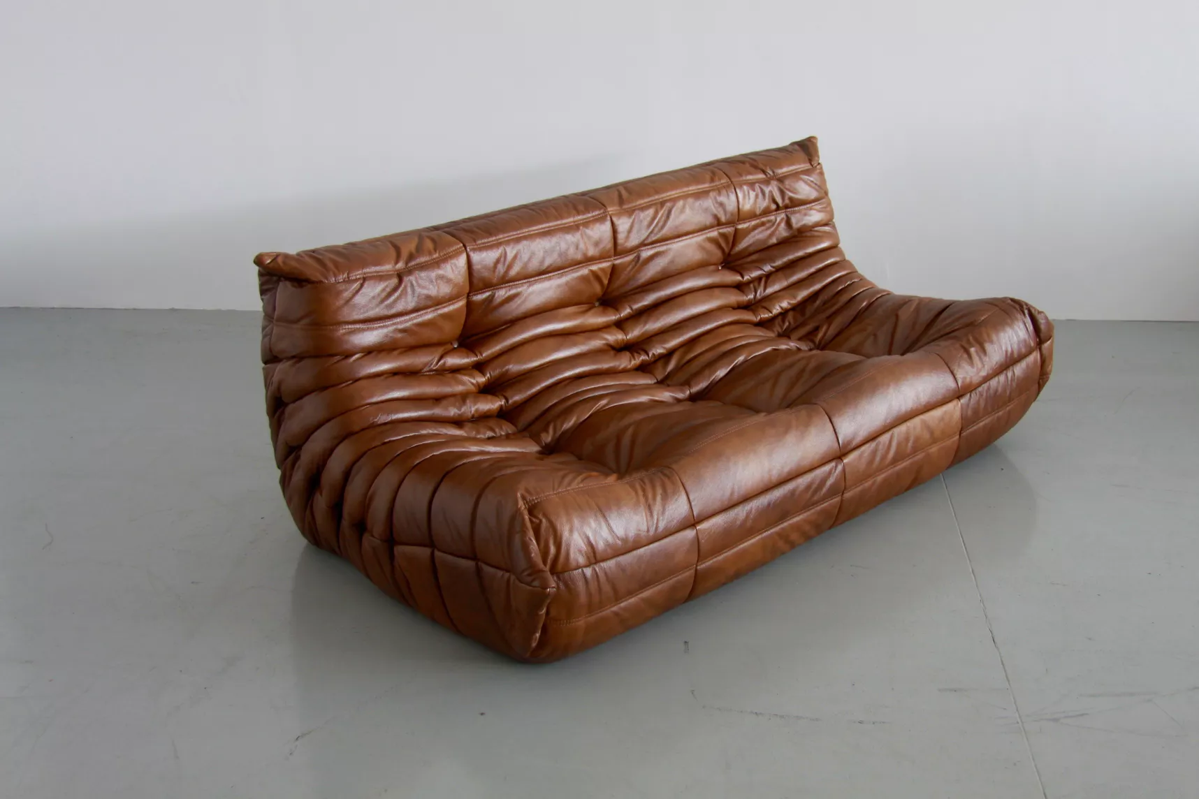 Togo Sofa 3-Sitzer Glattleder Cognac Braun